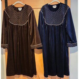 New! Lot of 2 Anthony Richards Sz 3X Velvet House Coat Robe Embroidered 1/2 Zip